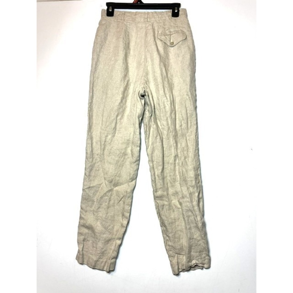 Liz Claiborne Collection Womens 100% Linen High‎ Waisted Pleated Pants Beige 10
